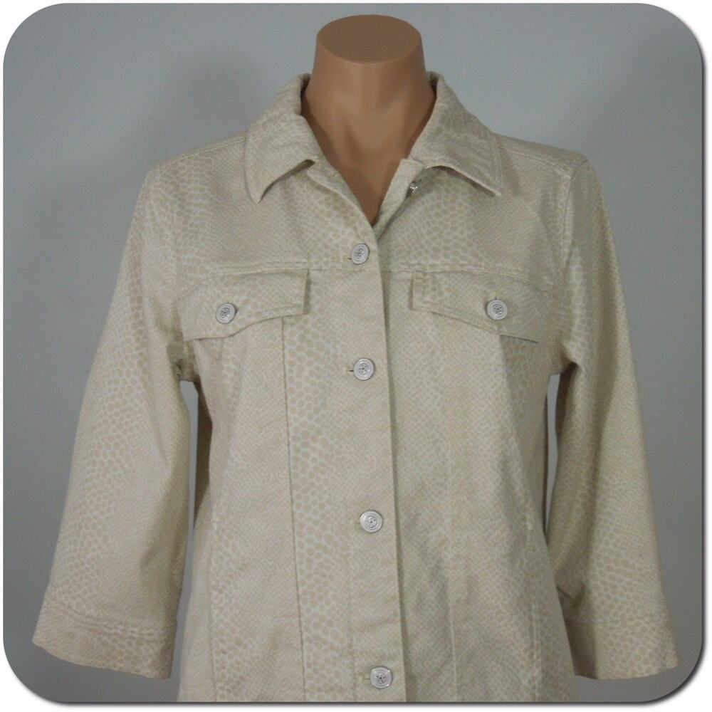 D&CO Denim Company Jacket XS Womens Animal Print Beige